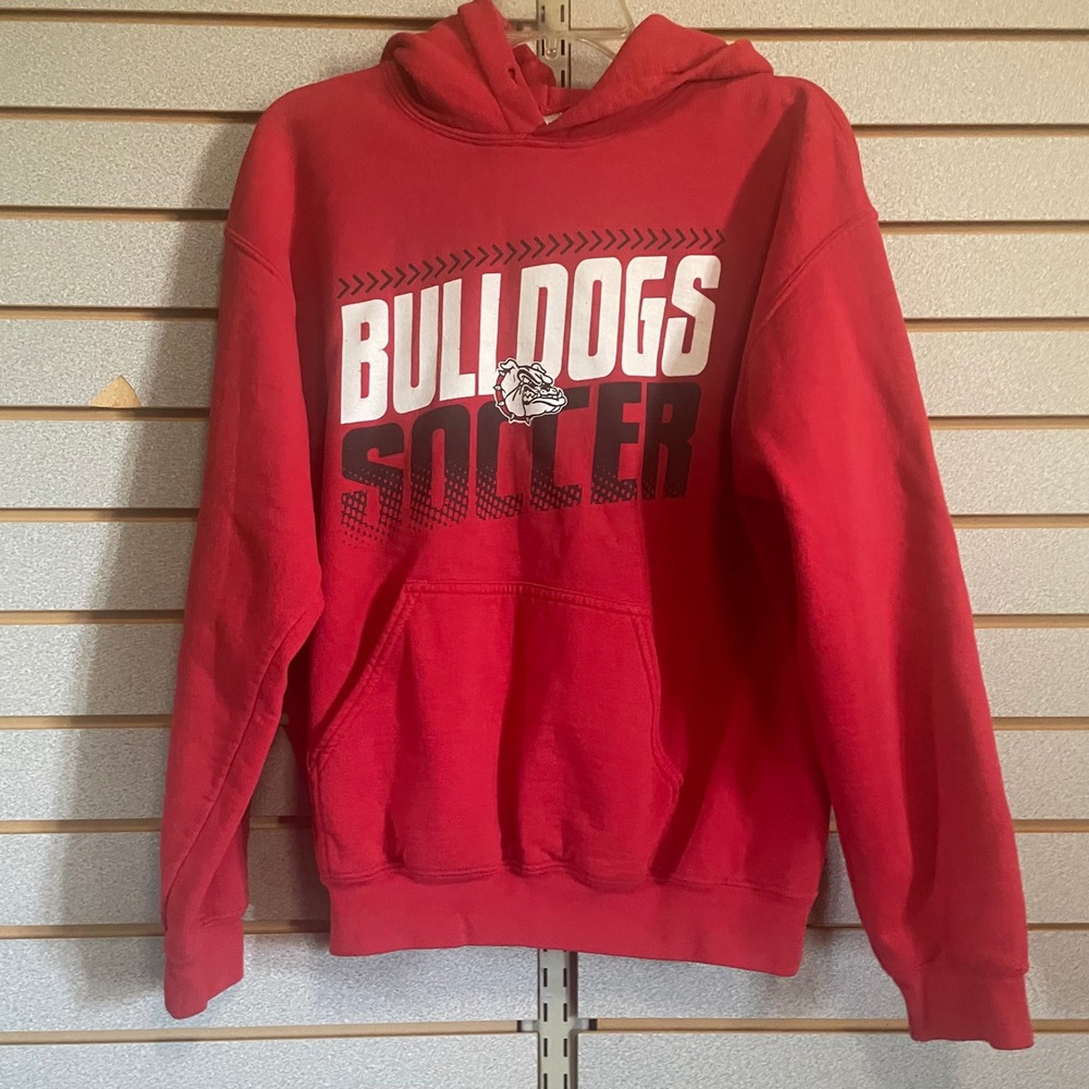 Red Bulldogs Soccer Hoodie Gildan Heavy Blend Medium Sweatshirt Men's L